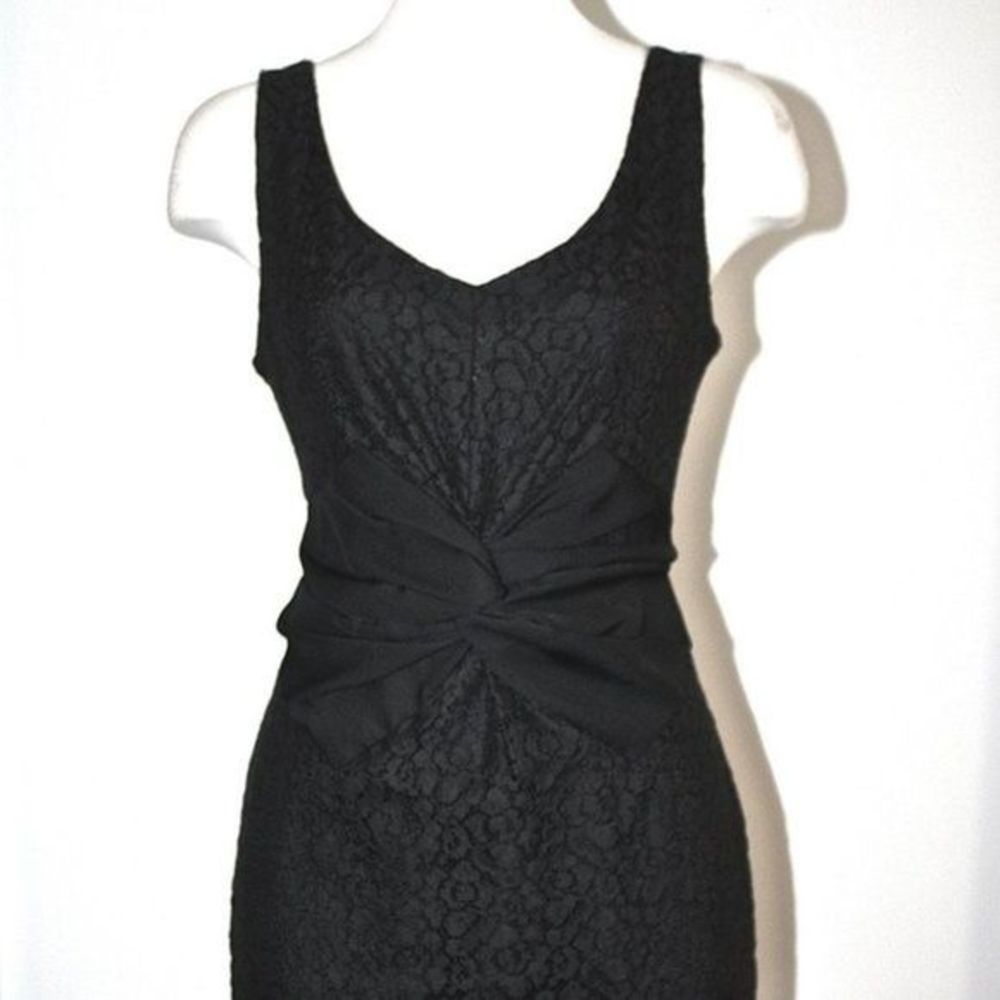 Kova & T Black Flower Lace Dress W/ Ribbon  Size 6